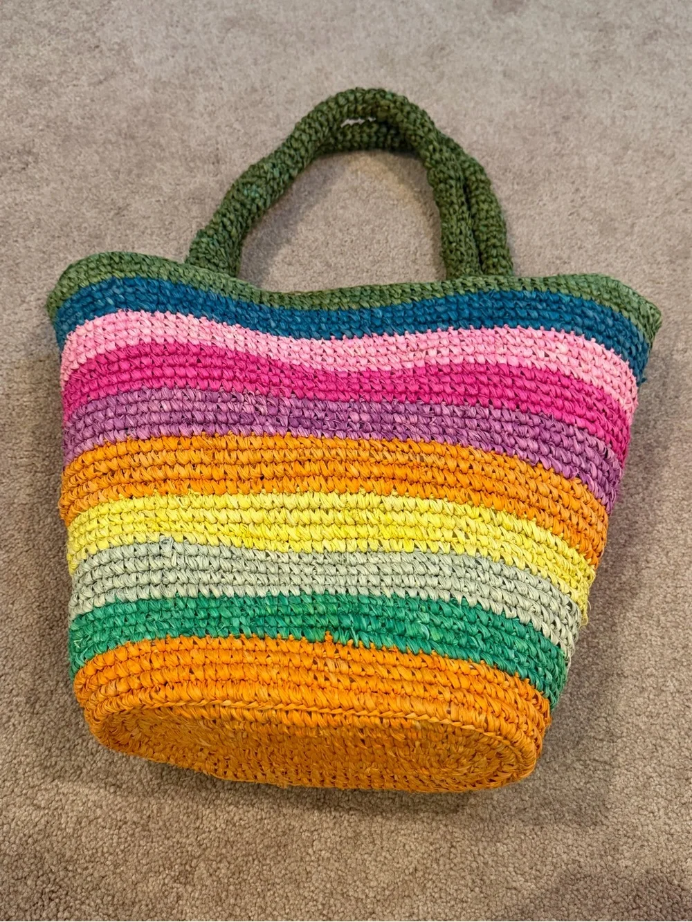 New anthropologie sunshine tienda Bermuda pool tote bag rainbow straw stripe